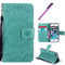 iPhone 5 / 5S / SE case HMTECH Soft PU Leather Sunflower Mandala Flower Embossing Kickstand Card Holder Slot Slim Flip Protective Wallet Cover for iPhone SE / 5S / 5,Mandala Flower,Green