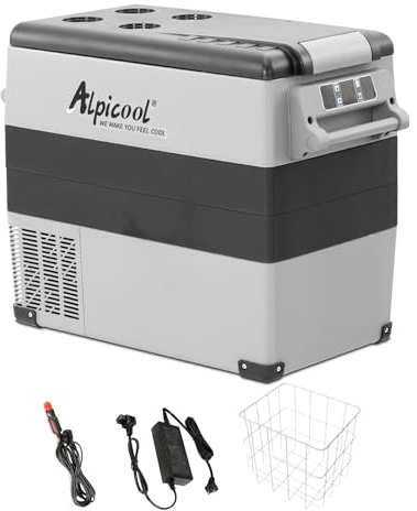 Alpicool CF55 Portable Freezer,12 Volt Refrigerator, 52 Quart (49.4 Liter) Fast Cooling 12V Car Fridge Freezer -4℉~68℉, Car Cooler, 12/24V DC and 100-240V AC for Outdoor, Camping, RV, Truck