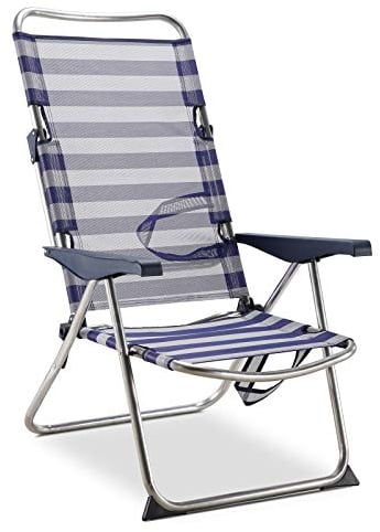 Solenny Strandstuhl, faltbar, 4 Positionen, mit Rückenlehne und Griffen, 91 x 63 x 105 cm, 4 Positionen, waschbarer Stoff und Stabilisatoren für mehr Sicherheit, Bunt