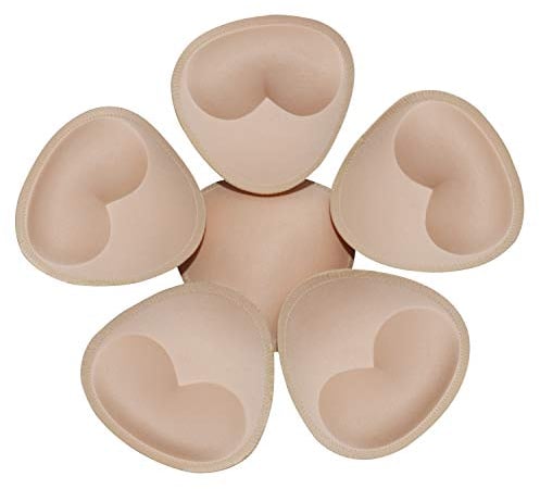 TopBine BH Cups Bikinis Pad Bra Einlagen Push- up zum einnähen, Herausnehmbaren Sport BH, Dreieckige Form (3 pairs beige)