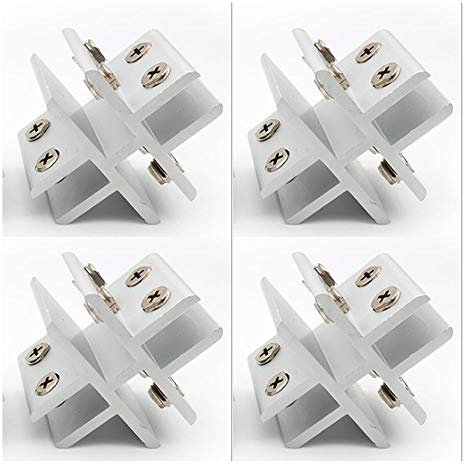 NUZAMAS - Set di 4 morsetti in vetro a forma di croce, supporto da vetro a vetro, collegamento a 4 lati, per doccia, tavoli, pannelli, 10-12 mm