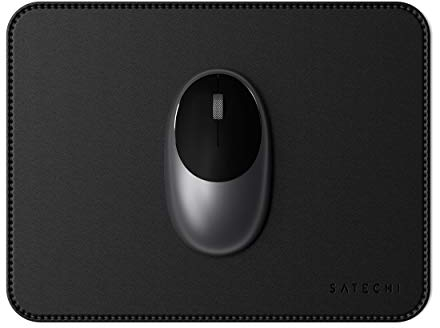 SATECHI Öko-Leder-Mauspad 24,1 x 19,1 cm (9,8 x 7,5) – sicher für lackierte und lasierte Holzoberflächen (Schwarz)