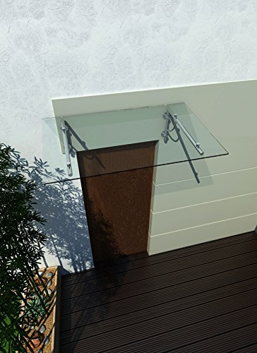 130 x 90 cm Glasvordach Vordach Türvordach Türdach Haustür Klarglas Glas Edelstahl VSG