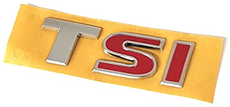 Volkswagen 5G0853675BJZQ Schriftzug TSI Logo Aufkleber Emblem, Chrom/Silber, mit rotem SI