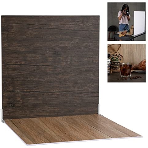 Selens 2Pcs Food Photography Backdrop Background Boards 60x60CM Product Photography Wood Texture Flat Lay Vertical Tabletop for Photo Studio Props Jewelry Cosmetics Table Desk Shooting