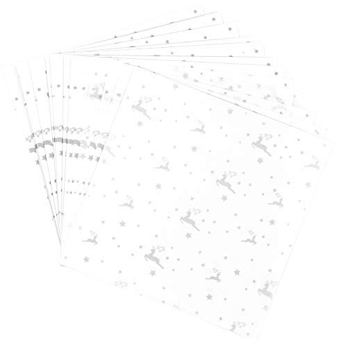 Ideen mit Herz Transparentpapier | 100 Blatt | Premium-Qualität | 110 g/qm | bedruckt | ideales Faltpapier zum Sterne basteln | transparentes Bastelpapier (Hirsche | weiß & silber, 15 x 15 cm)
