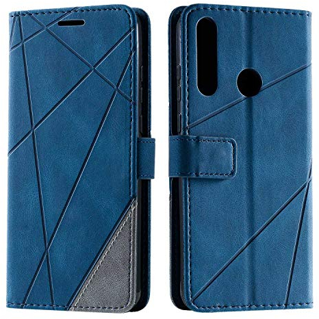 SONWO Coque pour Huawei Y6P, Etui en Cuir PU Portefeuille Housse Fermeture Magnétique und Flip pour Huawei Y6P, avec Fermeture Magnétique, Bleu