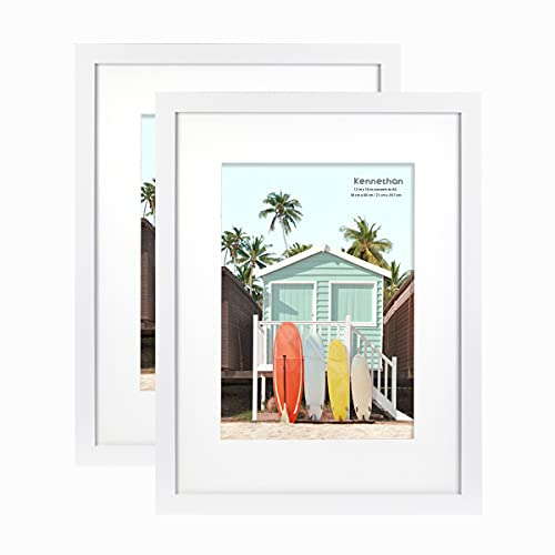 kennethan Bilderrahmen Weiß 30x40cm 2er Set -mit Passepartout 21x30 cm (A4), Fotorahmen mit Acrylglas zum aufhängen