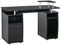 HOMCOM Scrivania per Computer Moderna Porta PC, Scrivania da Ufficio in Legno con Cassetti, Mensola Estraibile e Porta Tastiera, 120x55x85cm, Nero