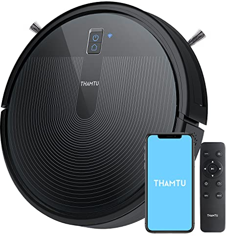 Thamtu Aspirateur Robot avec Fonction de Nettoyage, G10 2700 Pa Puissance d'aspiration Robot aspirateur pour sols durs, Tapis, Poils d'animaux, Fonctionne avec Alexa et app, Navigation Gyroscope