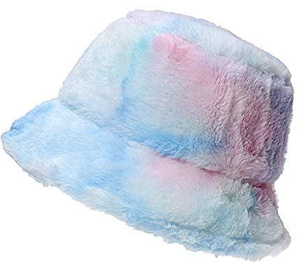Xiang Ru Wintermütze aus Kunstfell, flauschig, warm, für Damen und Herren, weiches Plüsch, Fischerhut, Batik-Blau, Einheitsgröße
