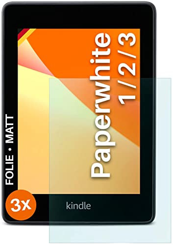 moex® FlexProtect Schutzfolie matt kompatibel mit Amazon Kindle Paperwhite 1-3 Folie gegen Reflexionen, Anti Reflex Displayschutz, matte Displayfolie, robust und Kratzfest – 3 Stück