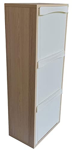 Marvin Mobile In Legno Contenitori Cestino Rifiuti Raccolta Differenziata 3 Vani Scomparti Verticale Interno Salvaspazio (Rovere)
