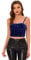 Allegra K Damen Pailletten Oberteil Ärmellos Tanktop Spaghettiträger Glitzer Cami Party Crop Top Navy blau S