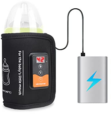 Scaldabiberon per il Latte, Borsa Riscaldante per Biberon per Auto Alimentata Tramite USB Scaldabiberon da Viaggio con Controllo della Temperatura e Display LCD, Riscaldamento Uniforme per Interni, Es