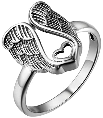 Musihy Ring Paar Verlobung, Fingerring Damen Silber 925 Rings for Women Flügel Herz Damen Ring 52