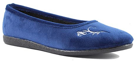 Pantofole donna invernali calde ballerine da casa tessuto morbide flessibili CA01 CA04 (Blu, numeric_37)