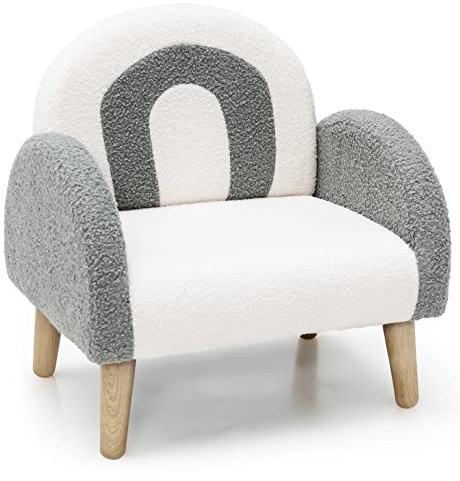 INFANS Kids Sofa, Toddler Armchair with Solid Wooden Frame Anti-Tipping Design Plush Fabric, Upholstered Children Chair for Kindergarten Playroom Preschool, Gift for Boys Girls, Toddler Couch