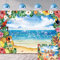 Sommer Hawaiian Strand Hintergrund 7x5FT Tropische Blume Palmen Blätter Aloha Luau Fotografie Hintergrund Blauer Himmel Ozean Hawaiian Party Dekorationen Geburtstag Baby Dusche Foto Props