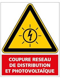Signalétique.biz France - Étiquette coupure réseau de distribution et photovoltaïque (C1212-PV) - À l'unité