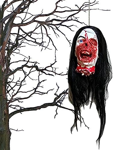Fukamou Halloween Zombie Head Aus Latexmaterial | Horror Hängender Abgetrennter Kopf | Für Halloween-Dekoration | Spukhaus-Requisiten