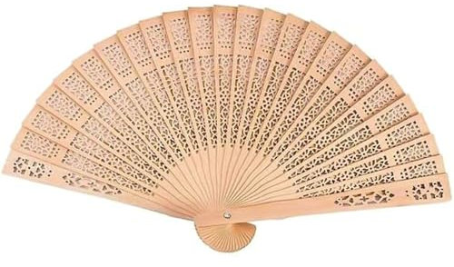 ONE BEST DEAL OBD Wooden Folding Hand Fan Made from Bamboo and Sandalwood for Women and Men Ideal Used Hot Flash Decoration Festival Dance Party and Performance