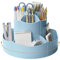 NUODWELL Modern Blue 360° Rotating Pen Pencil Holder Desk Organiser with 11 Compartments
