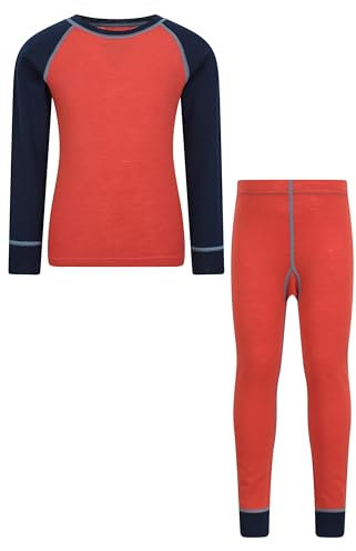 Mountain Warehouse Kids Merino II Base Layer Set - Warm & Cosy, Lightweight & Breathable Top, Boys & Girls - Autumn Winter, Outdoors, Travelling & Hiking Burnt Orange (03) Kids Size 5-6 Years
