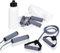 Bravich Home Training Fitness Set - Complete Gym Equipment with Jump Rope, Resistance Band, Hand Grips, 500ml Bottle, Towel & Drawstring Bag - Grey