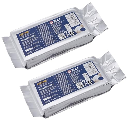 ARTME Arcilla 1000g (500g x 2) Pasta de modelar para artes y manualidades creativas, secado al aire, paquete individual