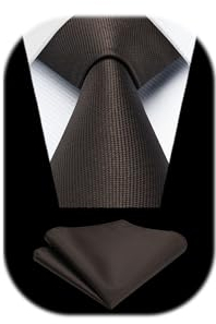 Enlision Herren Dunkelbraun Krawatten Klassisch Krawatten mit Einstecktuch Set Formelle Hochzeit Krawatte Taschentuch