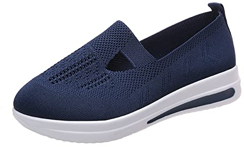 EQWIGKEIT Orthopädische Schuhe Damen Air Cushion Slip On Walking Orthopedic Walking Shoes Freizeit Mesh Atmungsaktiv Freizeitschuhe Hausschuhe mit Fussbett Frauen Sneaker Turnschuhe