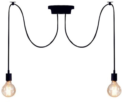 Mengjay Kronleuchter Industrie Vintage Edison Pendelleuchte,Retro Spinne Lampe Hängelampe Höhenverstellbar Pendellampe,DIY Deckenleuchte für Schlafzimmer Wohnzimmer Esszimmer (2 Kopf)