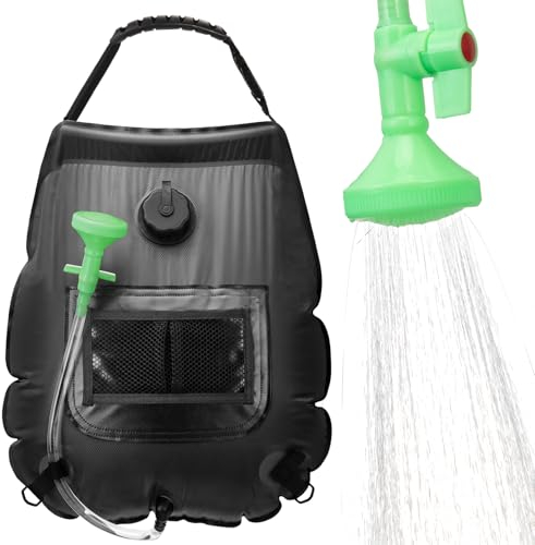 FENSAN Tragbare Solar-Duschtasche, 20 l, Solarheizung, Outdoor-Camping, Duschtasche mit EIN-Aus-Schaltduschkopf und abnehmbarem Schlauch, geeignet für Camping, Wandern, Reisen, Strand Schwimmen