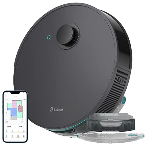 LEFANT N3 Robot Aspirapolvere Lavapavimenti con Mappatura,Sensore Laser Lidar & d-ToF,10000pa,200min Autonomia,Barriere Virtuali,Pulizia Dell'area Selezionata,Collegato da WiFi/App(Grigio)