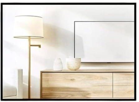 BELOFAY 60x80cm Large Modern Rectangle Mirror Black Aluminium 4mm thick Frame Wall Mirror Metal Framed HD Glass Wall Mirror for Makeup Bathroom Living Room