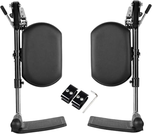 Wheelchair elevating Leg Rests with Padded Calf pad Composite Footplates for Standard Wheelchairs Fits Most Standard wheelchairs and Transport Chair Wheelchair Parts