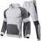 Trainingsanzug Herren Atmungsaktiv Bequemer Schlichter Sportanzug Tracksuit Fitness mit Kapuzenpullover und Sporthose Zweiteiliger Jogginganzug Freizeitanzug mit Taschen Herrenanzug Streatwear