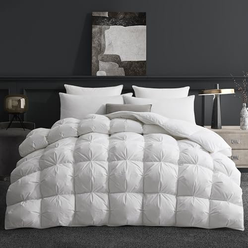 Deodar Bettdecke Ganzjahresdecke 200x220, Daunendecke mit 1850g Daunen|Feder Füllung, 100% Baumwolle Bettzug, 3D Flaumige Konstruktion Atmungsaktiv Warm, Waschbar, Öko-Tex, RDS, Weiß