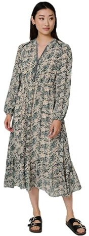 Izabel London Paisley Velvet Stud Trim Midi Dress for Women UK with Long Sleeves, a v-Neck and Stud Details.
