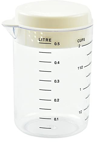 Taza medidora de cocina de 500 ml con tapa, vaso graduado, taza de leche, herramientas para hornear