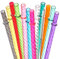 Dakoufish Lot de 12 pailles réutilisables en plastique transparent de 30,5 cm de long pour bocaux/gobelets de 850,5 g et 1234 g, pailles de rechange avec brosse de nettoyage (30,5 cm, 12 couleurs)