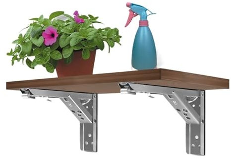 Klappbare Halterung 8/10/12/14 Zoll Einstellbare Wand Dreieck Klapp Winkel Halterung Bank Tisch Regal Halterung Möbel schwere Unterstützung Hardware Klappträge(Black 12 inch)