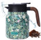 1000 ml Vintage Floral Pattern Teapot, Vintage Floral Pattern Tea Thermos Flask, Thermos Flask with Tea Strainer, Tea Thermos Flask with Vintage Floral Pattern, Insulated Jug, for Home, Home (Green)