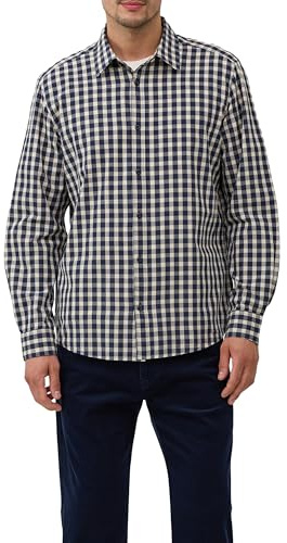 s.Oliver Herren Regular Fit: Kariertes Baumwoll-Hemd mit Kentkragen Hemd Langarm, Regular Fit