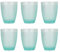 TRESV Set de 6 Vasos Colores o Transparente, Vaso de Cristal agua de 250 ml, Vaso de Agua y Bebidas, Aptos para Lavavajillas (Azul Diamante 250ml)