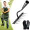 Rastrillo de Hierro para jardinería y deshierbe, rastrillo de Acero al Carbono de 5/6/7/8 Dientes, rastrillo de Tierra de Alta Resistencia, rastrillo de Hierro para jardinería (7 Teeth)