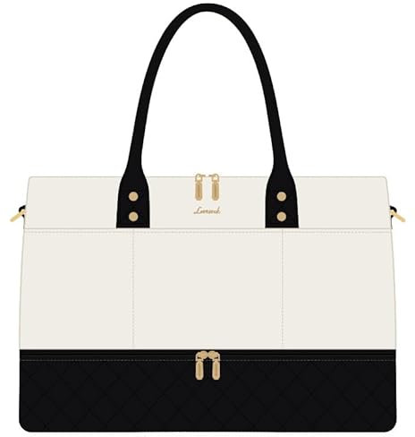 LOVEVOOK Kleidersack Reisetasche Damen 2 in 1, Umwandelbare Weekender groß mit Schuhfach, Anzugtasche aufklappbar, wasserdichte Handgepäck Tasche, Garment Bag für Business Reise Anzug, Schwarz Beige