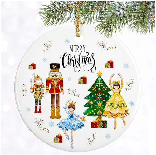 Nutcracker Christmas Ornaments for Christmas Tree Small Nut Cracker Ballet Soldier Ornament Ceramic Hanging Nutcrackers Decorations for Holiday Xmas Decor Gift Exchanges Party Supplies(cker1)