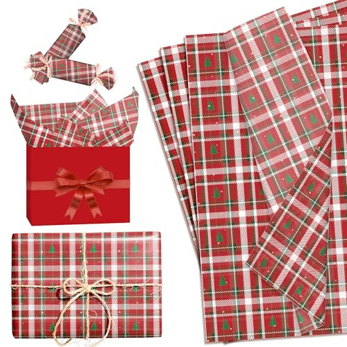 LaVenty Weihnachten Seidenpapier Rotes Geschenkpapier Kunsthandwerk Papier | Weihnachten Seidenpapier Rotes Geschenkpapier Kunsthandwerk Papier Dekoratives Papier für DIY Weihnachten Neujahr Party Decor